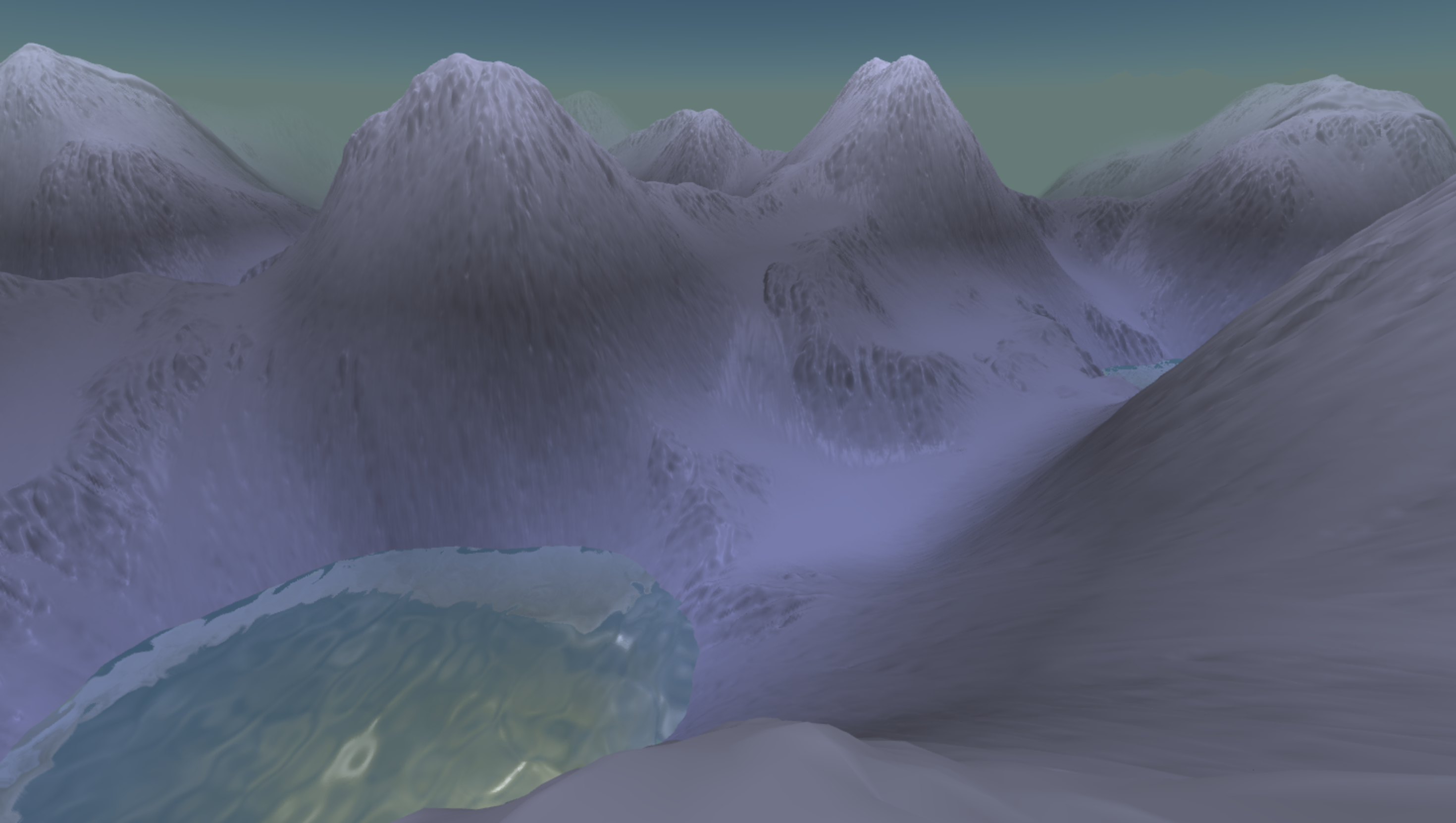 Procedurally generated terrain mountains with hydraulic erosion